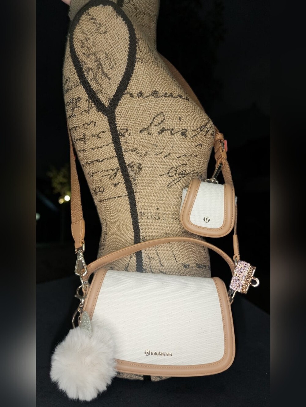 Lululemon Canvas Mini Bag in the Natural/Chestnut Brown Colorway NWOT - Picture 9 of 16